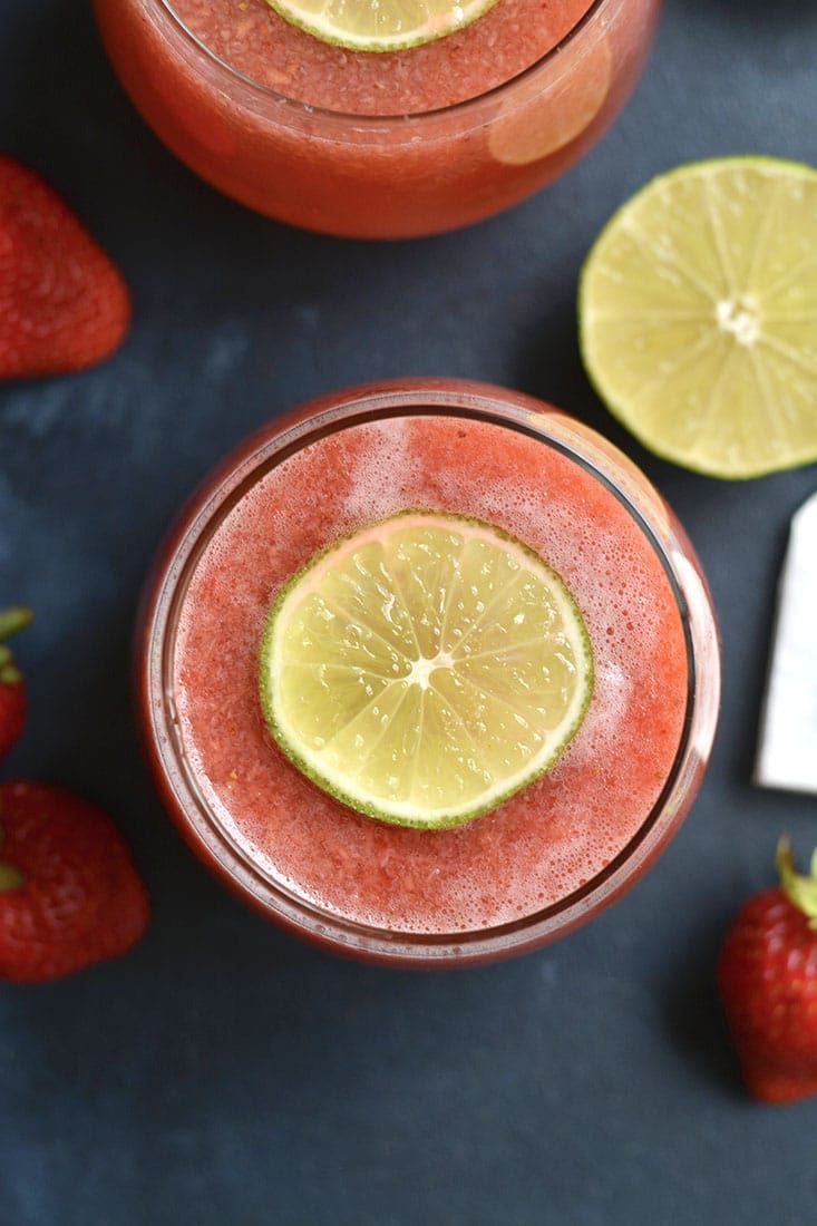 Boost your health with an antioxidant & Vitamin C rich Strawberry Green Tea! This fruit sweetened tea is cool, refreshing, and nourishing. Perfect for a hot day. Vegan + Paleo + Gluten Free + Low Calorie