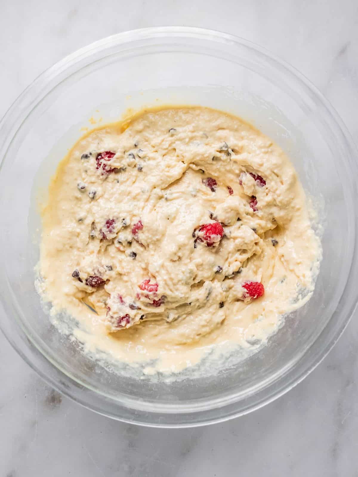 Wet and dry ingredients combined.