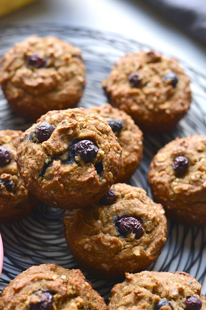 Blueberry Hemp Flaxseed Muffins {GF, Low Cal} Skinny Fitalicious®