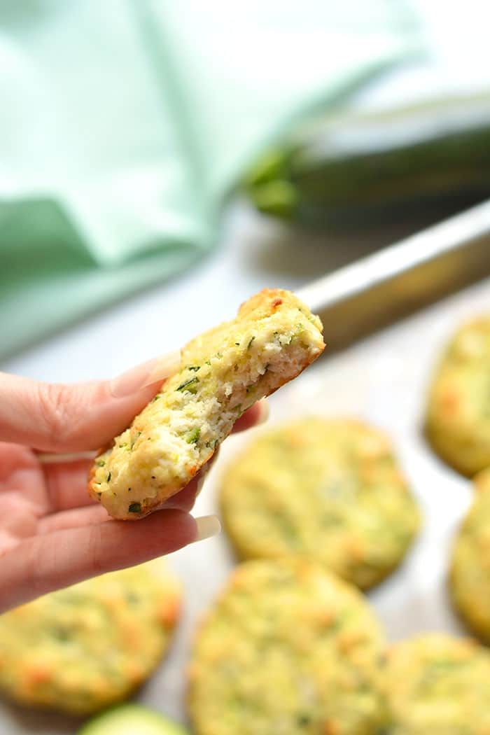 Healthy Zucchini Biscuits are low calorie homemade biscuits made with zucchini and healthy ingredients. Gluten free, dairy free and Paleo friendly too! Gluten Free + Low Calorie + Paleo + Low Carb