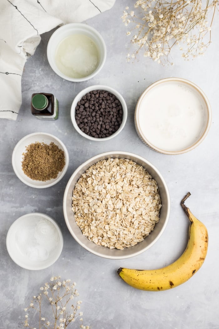 Ingredients for banana mint pancakes