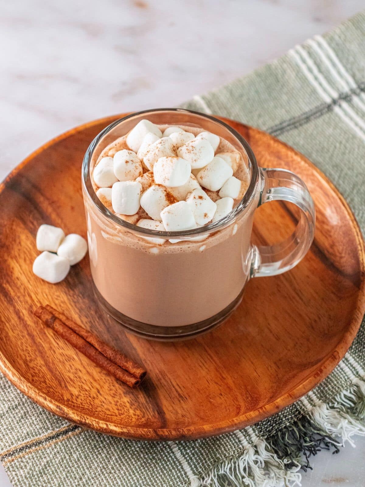 A mug full of peanut butter hot chocolate.