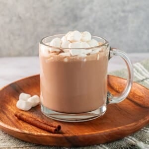 A mug full of peanut butter hot chocolate.