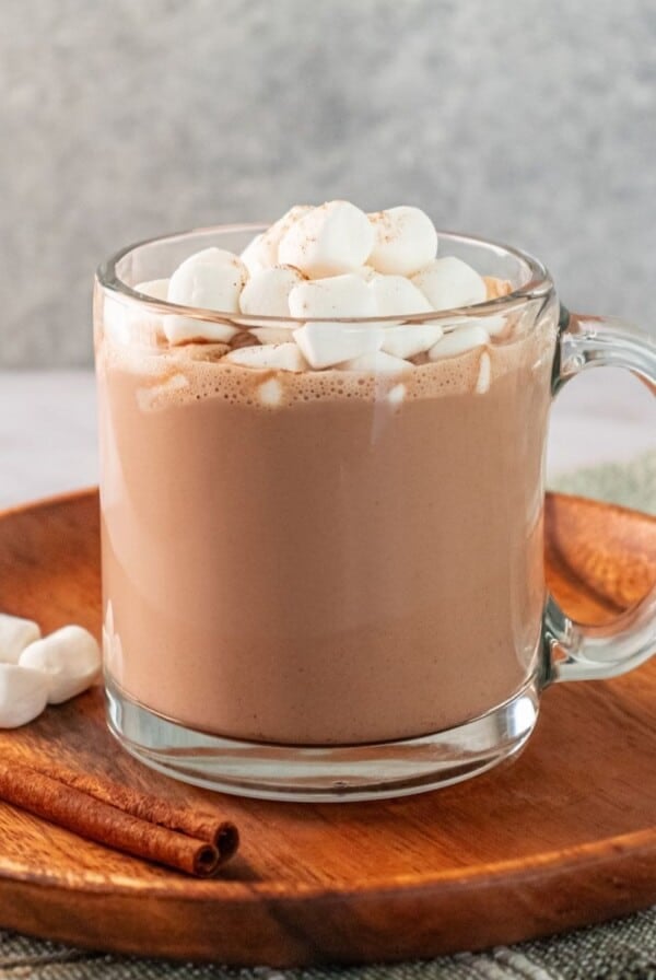 A mug full of peanut butter hot chocolate.