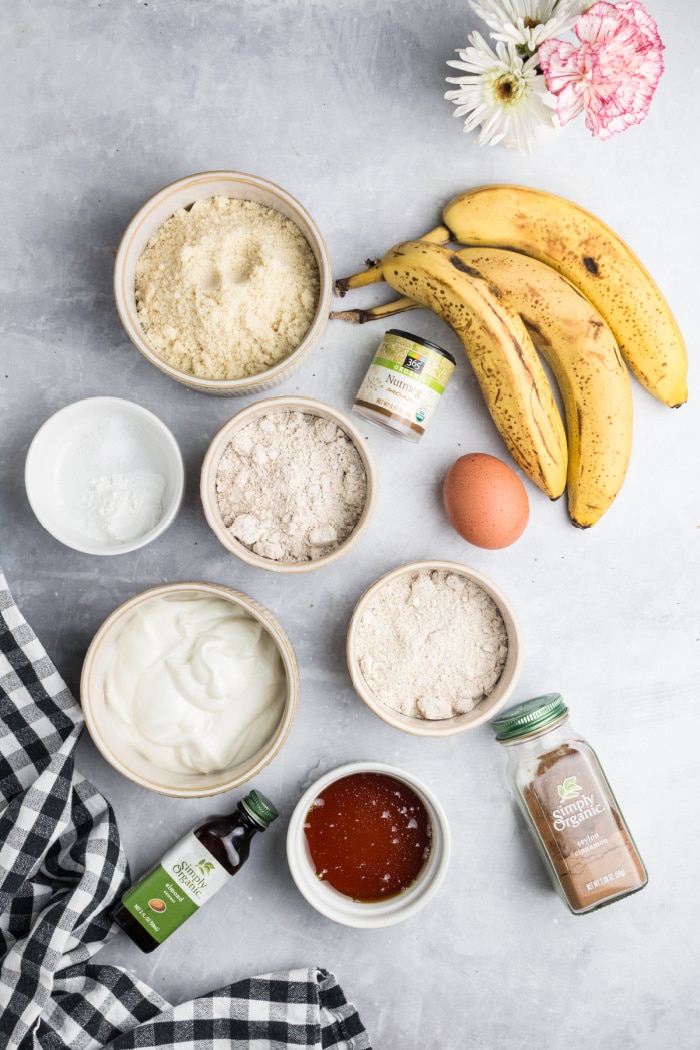 ingredients for banana bread muffins with almond flour