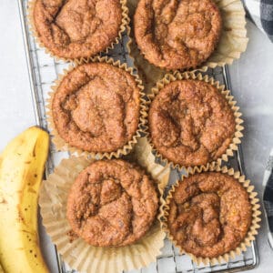 Healthy Banana Bread Muffins made with almond flour are low calorie, higher in protein and gluten free!