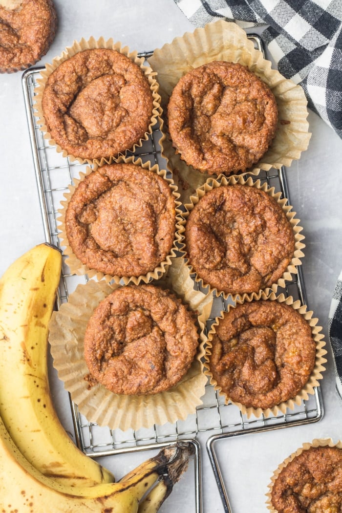 Healthy Banana Bread Muffins made with almond flour are low calorie, higher in protein and gluten free!