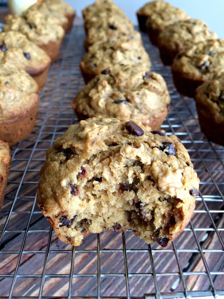 A simple wholesome chocolate chip muffin turned healthy. These Banana Chocolate Chip Butternut Squash Muffins are made with bananas, squash and whole grain oats. A healthy, gluten free treat everyone loves!