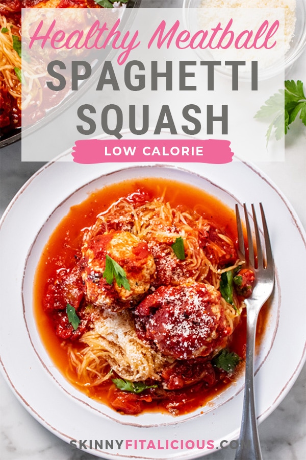 Healthy Turkey Veggie Meatballs with Spaghetti Squash is a lighter alternative to traditional spaghetti meatballs! 