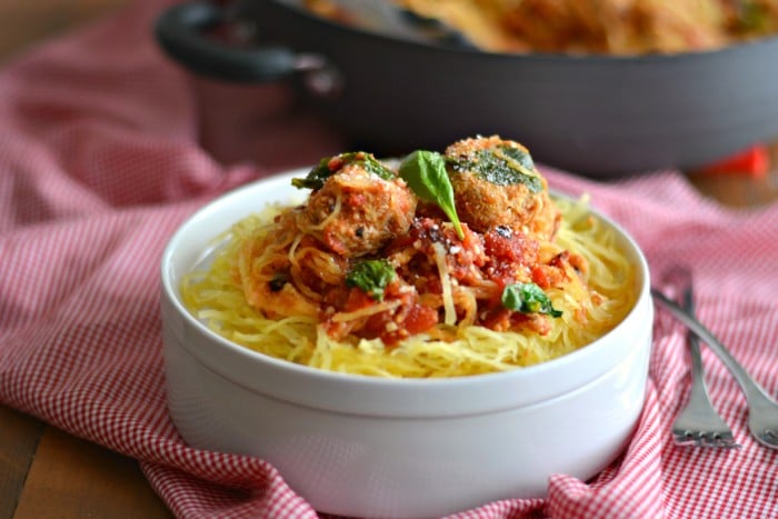 Turkey Veggie Meatball Spaghetti Squash