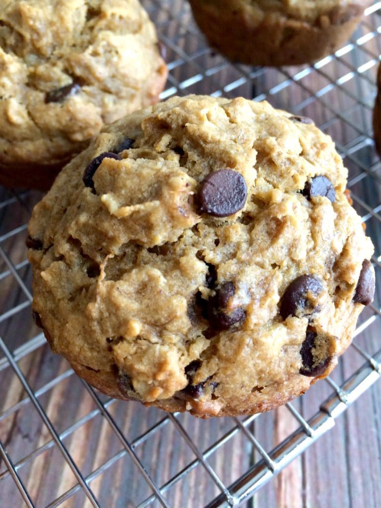 A simple wholesome chocolate chip muffin turned healthy. These Banana Chocolate Chip Butternut Squash Muffins are made with bananas, squash and whole grain oats. A healthy, gluten free treat everyone loves!