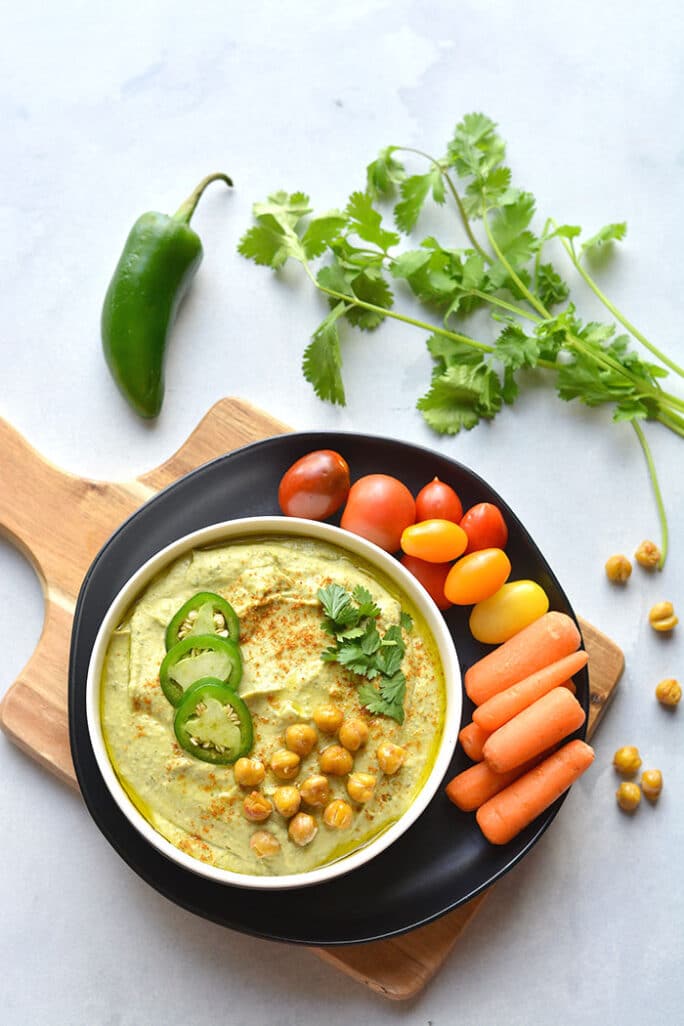 Cilantro Jalapeño Hummus {GF, Vegan, Low Cal} Skinny Fitalicious®