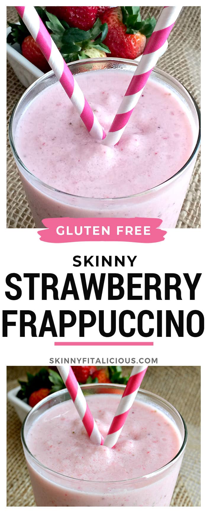 An ice-cold creaminess, this Skinny Strawberry Frappuccino is made high protein with 3 wholesome ingredients. A Starbucks knock-off with half the calories. 