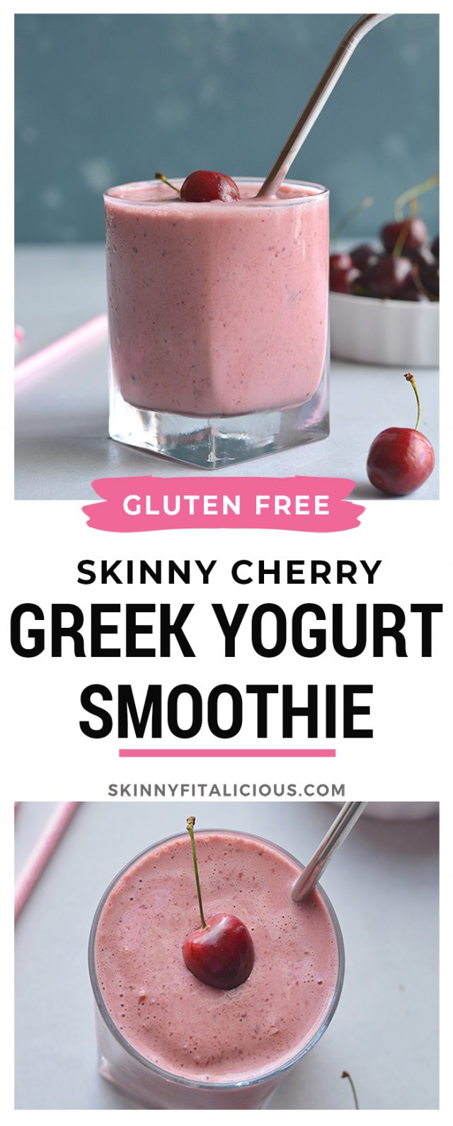 Skinny Greek Yogurt Cherry Smoothie Skinny Fitalicious