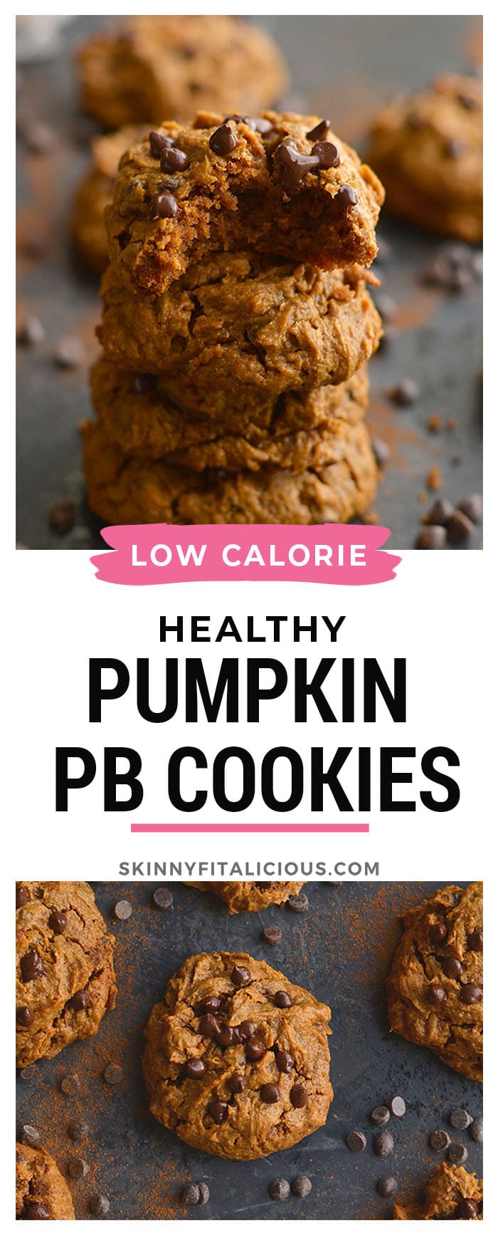 Get your pumpkin and chocolate fix with a creamy, melt-in-your-mouth Healthy Pumpkin Peanut Butter Chocolate Chip Cookies