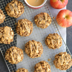 Apple Peanut Butter Cookies made with flax, chia and oats. A low calorie, gluten-free & vegan friendly snack that's easy to make & a nutritious treat! Gluten Free + Vegan + Low Calorie