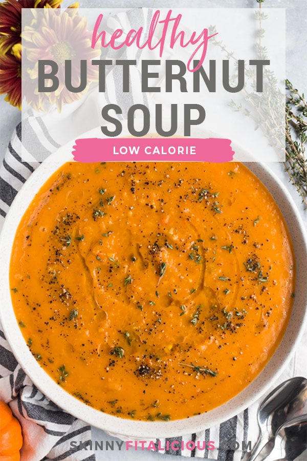 Butternut Sweet Potato Soup is a comforting, veggie packed soup. A healthy and delicious bowl of veggie packed goodness! 