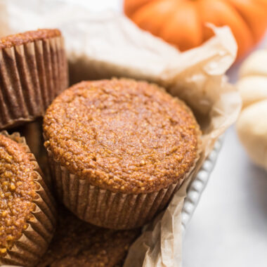 Healthy Pumpkin Cornbread Muffins made low calorie, gluten free and vegan with less sugar. Pumpkin makes this healthy cornbread recipe lighter, more nutritious and flavorful!