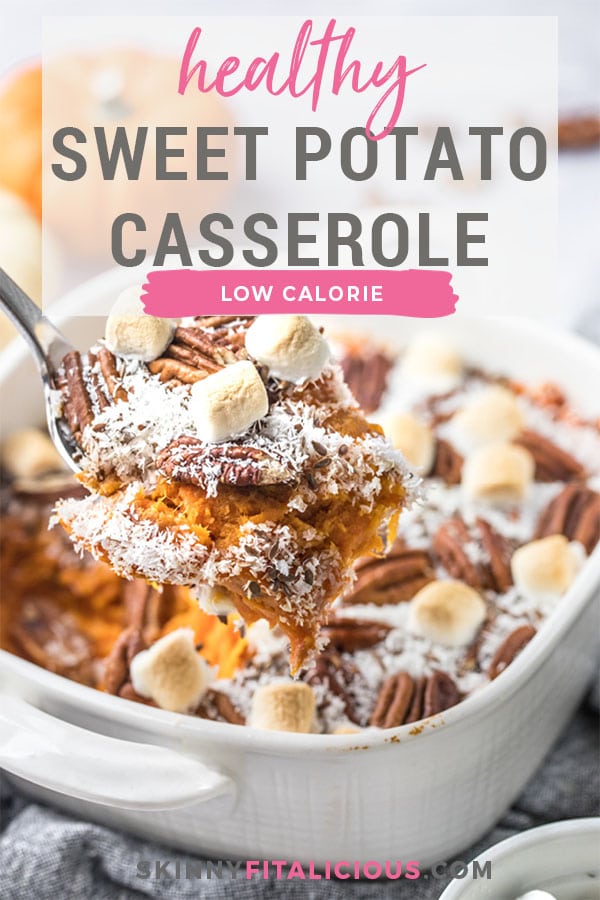 Healthy Sweet Potato Casserole is a low calorie, gluten free and Paleo dish that's made dairy free and with less added sugar.