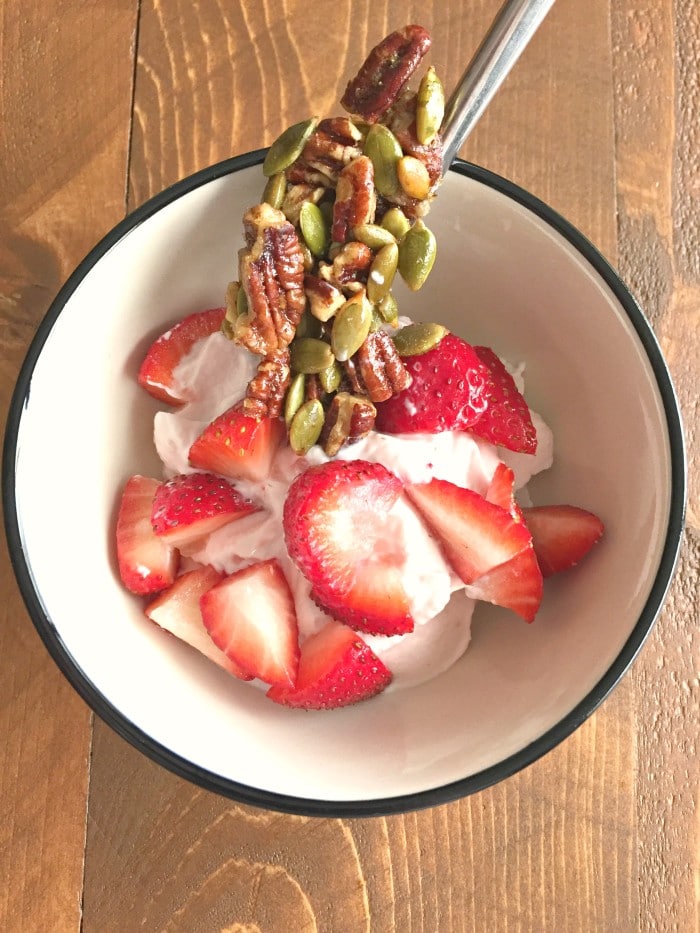 Greek Yogurt Strawberries & Brittle