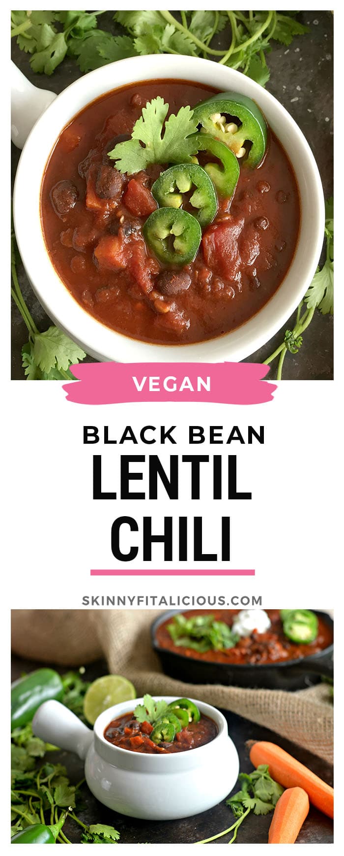 This Smoky Black Bean Lentil Chili is a hearty and healthy meal. Seasoned with jalapeño and smoky paprika, this makes the perfect comfort meal on a chilly winter day! 