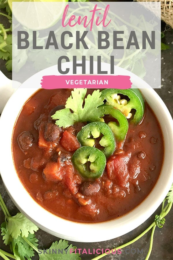 This Smoky Black Bean Lentil Chili is a hearty and healthy meal. Seasoned with jalapeño and smoky paprika, this makes the perfect comfort meal on a chilly winter day! 