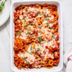 Paleo Turkey Sweet Potato Casserole is protein and veggie packed with a dairy free sauce.