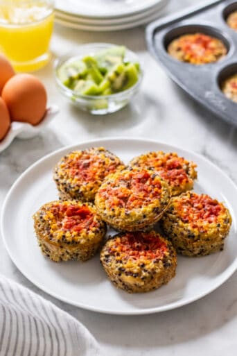 Quinoa Salsa Egg Muffins are a simple protein packed breakfast loaded with flavor and spice for an easy breakfast you can meal prep and take with you on the go!