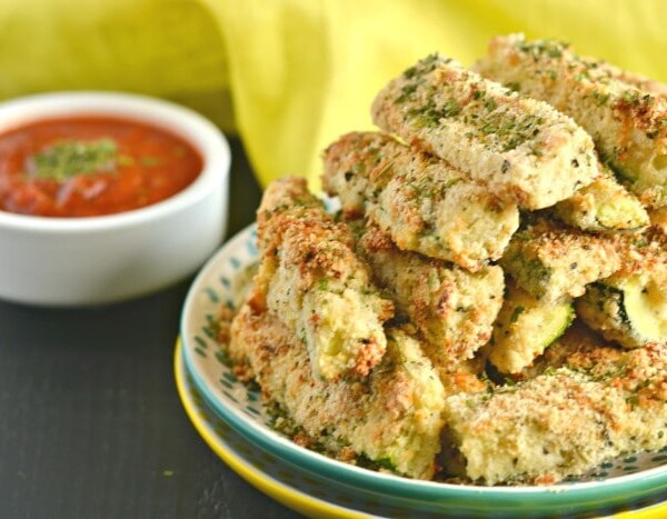 Super Easy Baked Zucchini Parmesan Fries, a healthy appetizer or side dish!