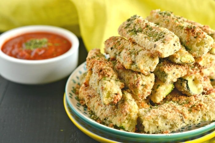 Super Easy Baked Zucchini Parmesan Fries, a healthy appetizer or side dish!