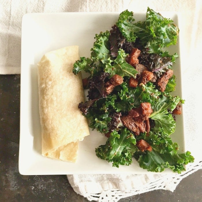Winter Kale Salad + Tuna Wrap