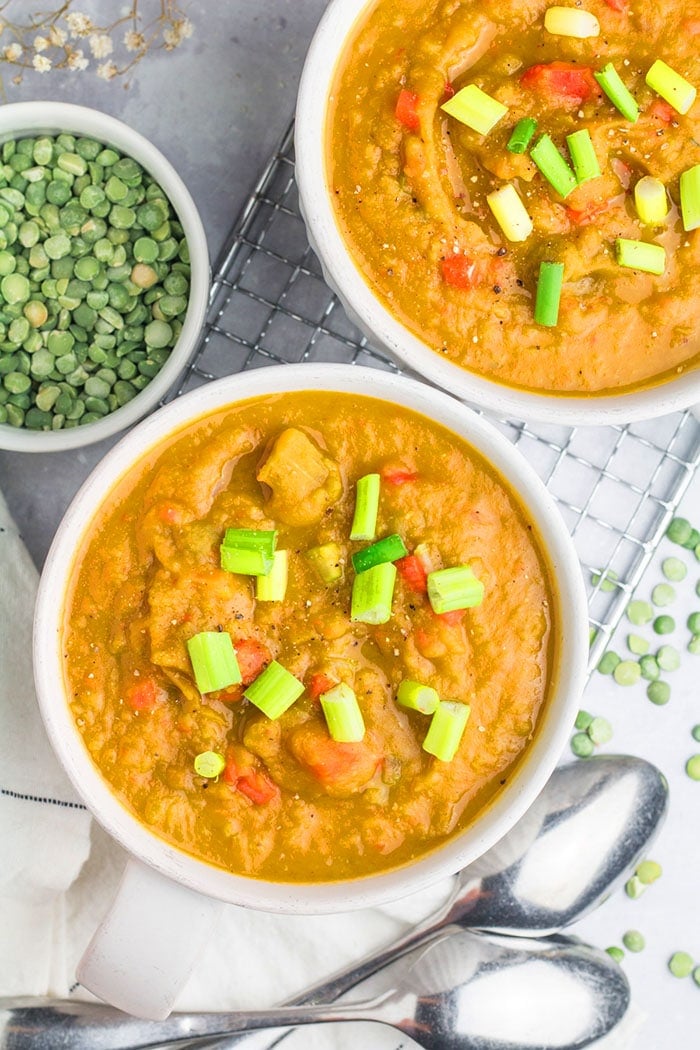 Vegan Split Pea Soup - Healthier Steps