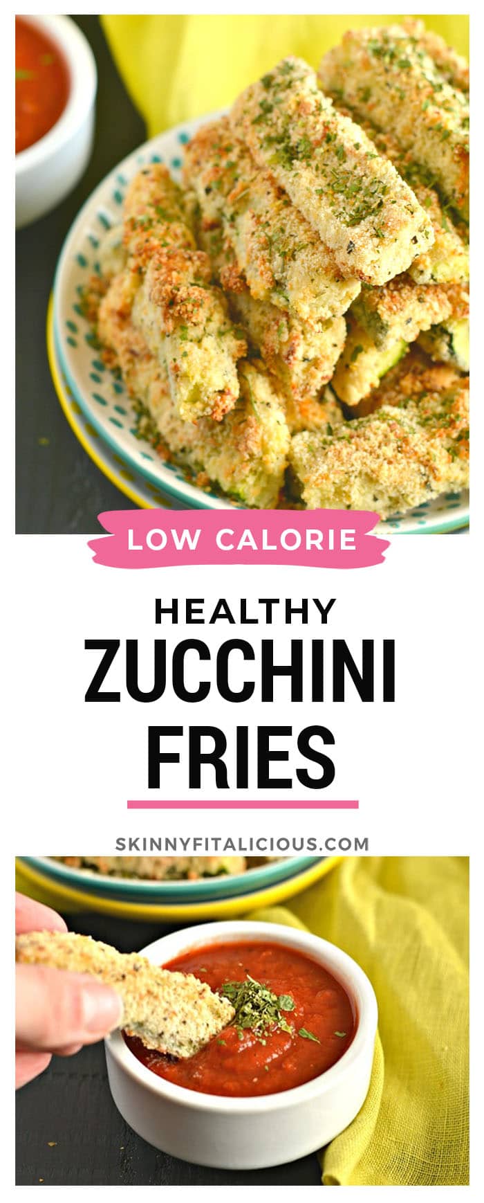 A super easy recipe for Baked Zucchini Parmesan Fries. Made with almond and coconut flour, this is a flavorful appetizer or side dish everyone will love! Gluten Free + Low Calorie with Paleo option