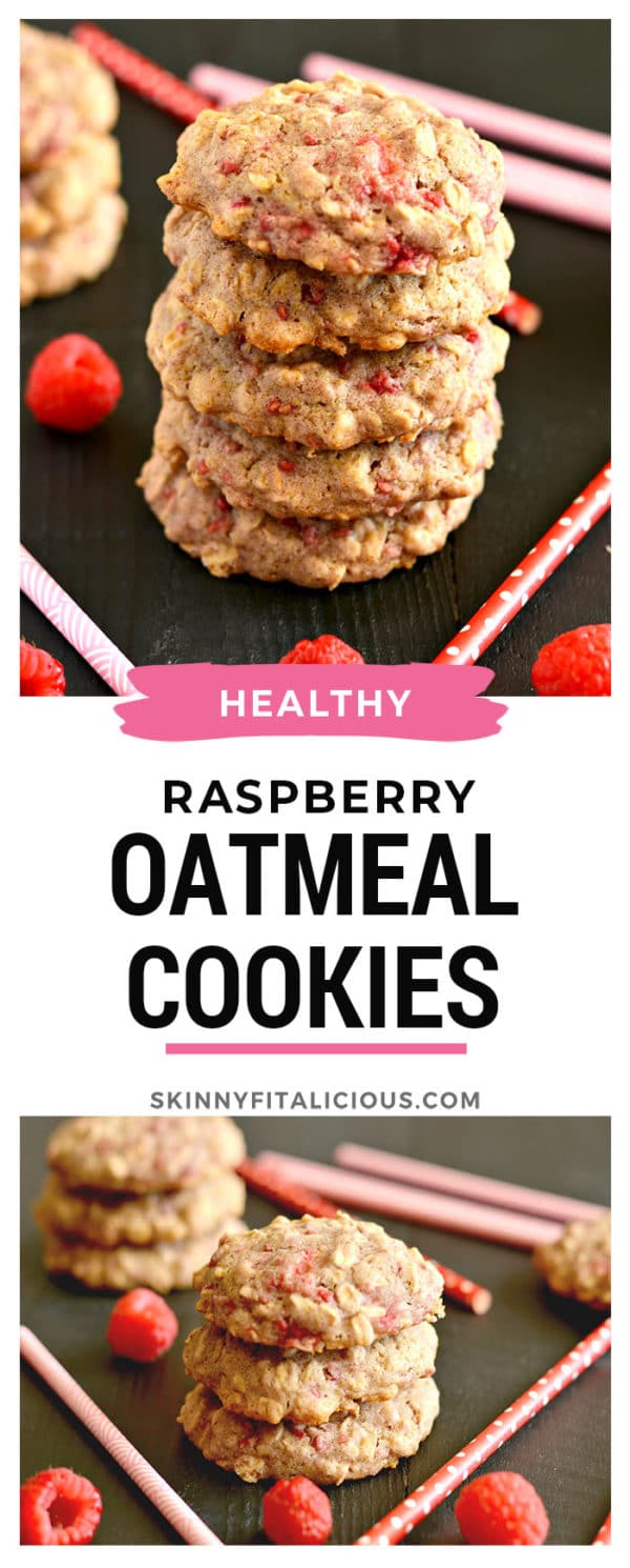 Healthy Raspberry Oatmeal Cookies {GF, Low Cal} Skinny Fitalicious®