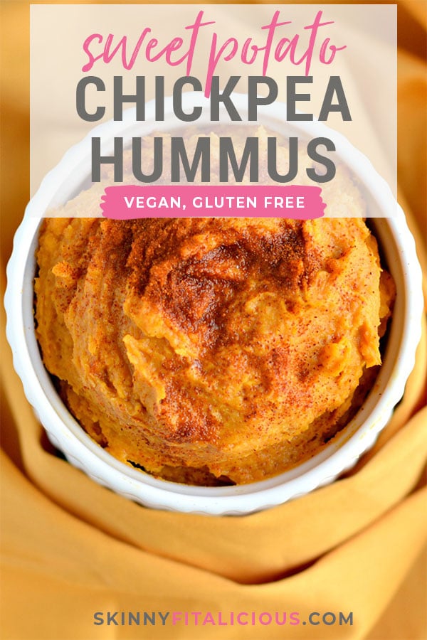 Sweet Potato Hummus made with peanut butter and chickpeas and sprinkled with paprika for a smoky flavor. This dip is great for spreading, dipping or to eat out of the jar. A delightful dip that makes health snacking easy! Vegan + Gluten Free + Low Calorie