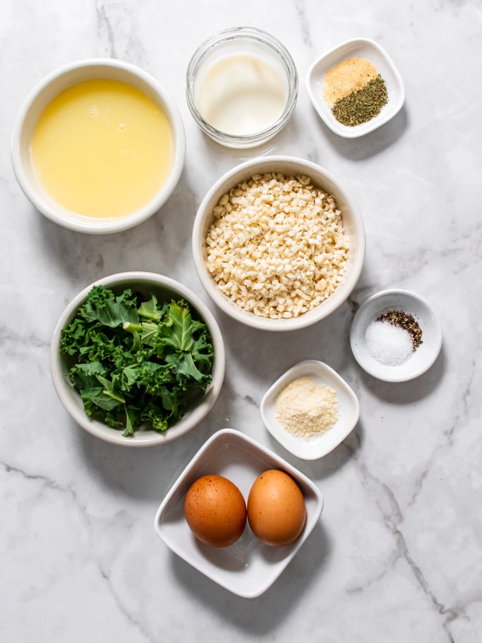 ingredients for frittata with cauliflower rice