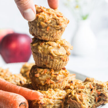 Healthy Carrot Apple Flax Muffins are made low calorie, gluten free and dairy free with nutrient dense ingredients.