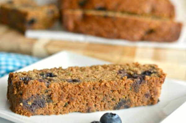 Gluten Free Zucchini Blueberry Bread GF, Low Cal - Skinny Fitalicious®