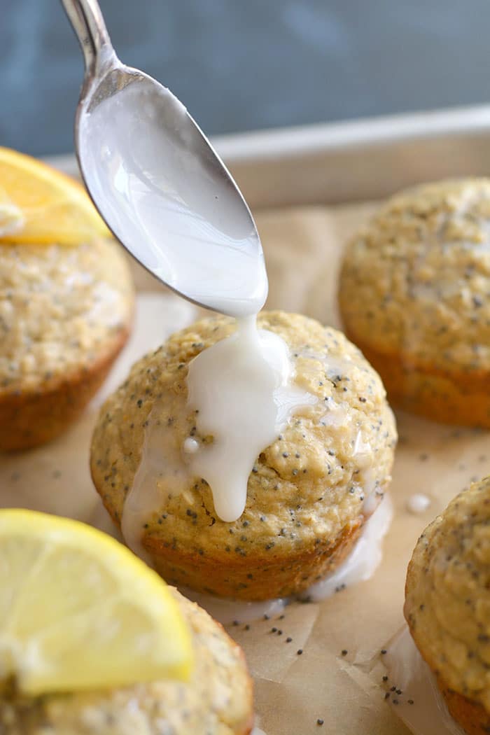 Lemon Orange Poppyseed Muffins! Lightly sweetened, creamy and bursting with citrus flavor. These muffins are quick to make, super soft and are a healthier treat! Gluten Free + Low Calorie