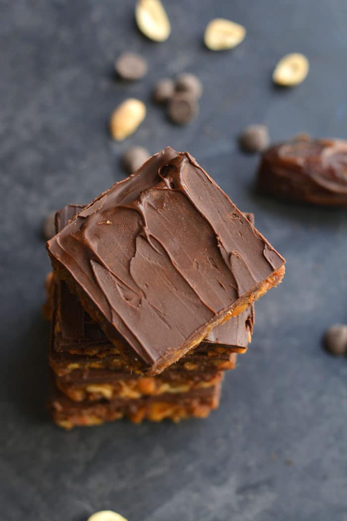 Healthy Peanut Butter Chocolate Chip Bars {Vegan} Skinny Fitalicious