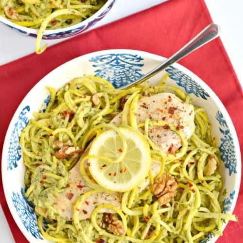 Walnut Pesto Chicken Summer Squash {GF, Low Cal, Paleo} Skinny