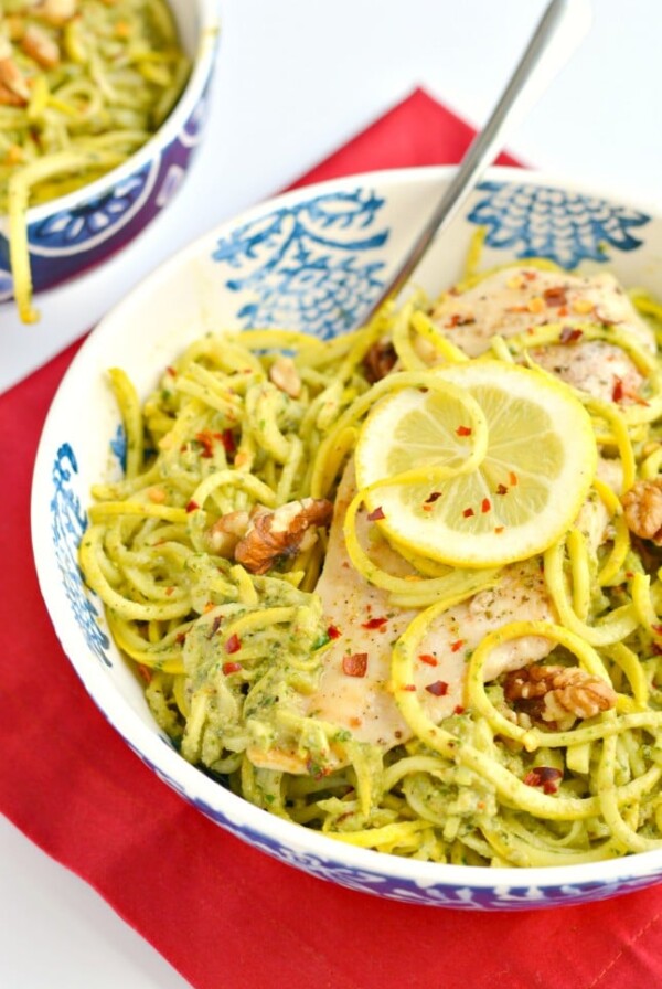 Walnut Pesto Chicken Yellow Squash