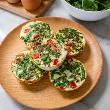 Spinach Pepper Egg Muffins are healthy egg white muffins packed with protein. An easy breakfast to meal prep and take with you on the go!