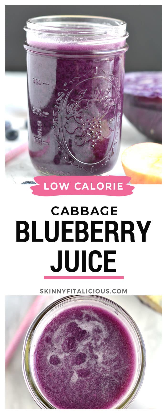 This Blueberry Cabbage Juice is a refreshing, luscious and sweet drink laced with hints of apple and blueberry flavors and zero taste of cabbage. A warm weather drink that will quench your thirst and make your taste buds sing! Gluten Free + Low Calorie + Vegan + Paleo