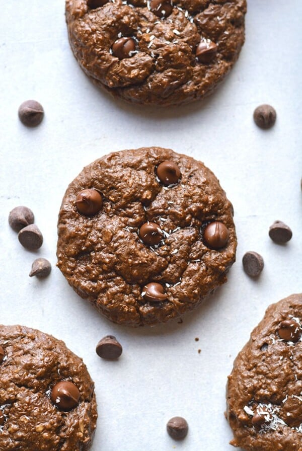 Chocolate Cottage Cheese Cookies are low calorie, rich and fudgy! These mouthwatering cookies are unsuspectingly delicious, gluten free and healthy. A high protein cookie that is balanced in nutrition. Gluten Free + Low Calorie