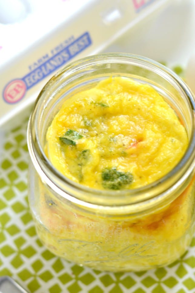 Mason Jar Eggs are the perfect on-the-go protein packed breakfast! These make ahead eggs are super easy, store fresh in the fridge for days and are completely customizable to your taste buds! 