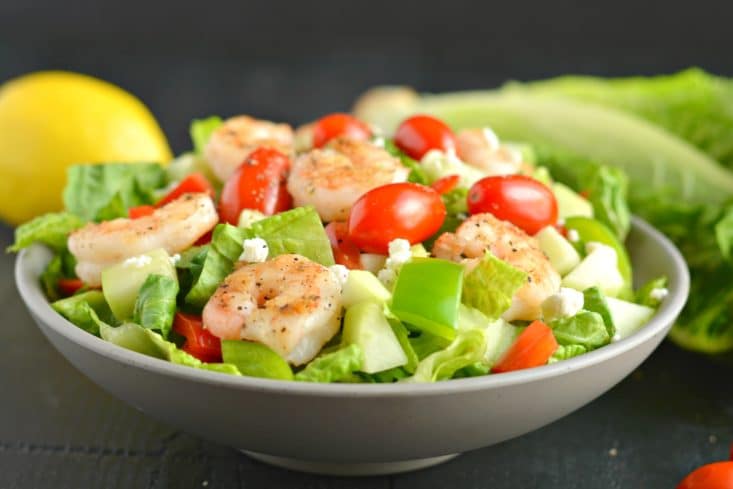 Greek Shrimp Salad GF, Low Cal - Skinny Fitalicious®