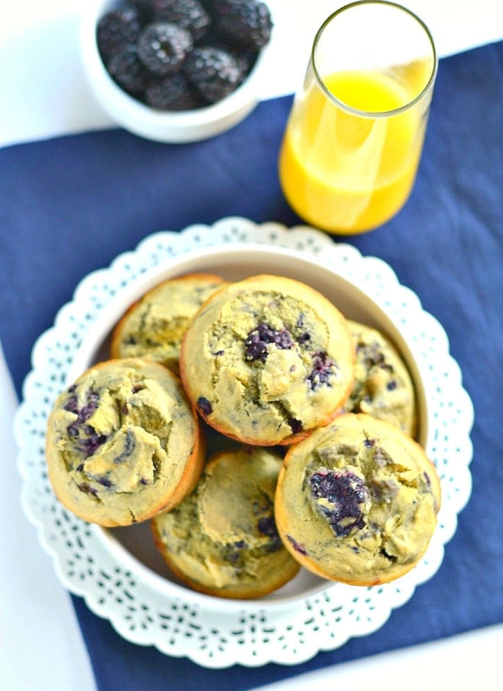 Blackberry Quinoa Muffins made with creamy Greek yogurt, sweetened with orange juice and bursting with fresh berries. A light and fit double protein packed snack!