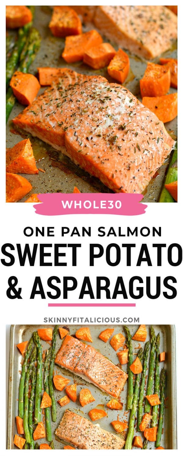 One Pan Baked Salmon Asparagus Sweet Potato Skinny Fitalicious