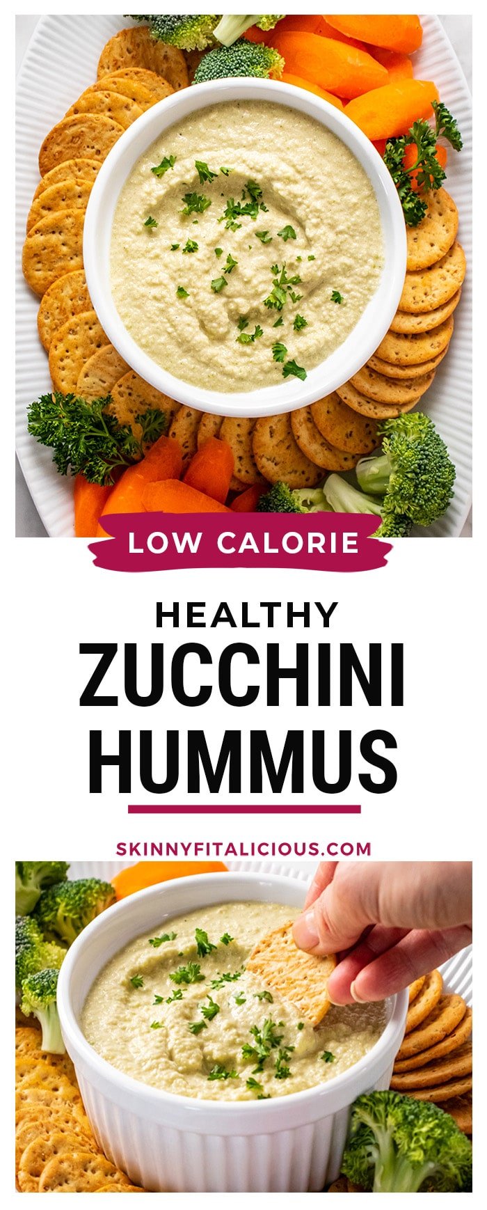 Homemade Paleo Zucchini Hummus is a low calorie hummus recipe made with zucchini. Flavorful, light and refreshing!